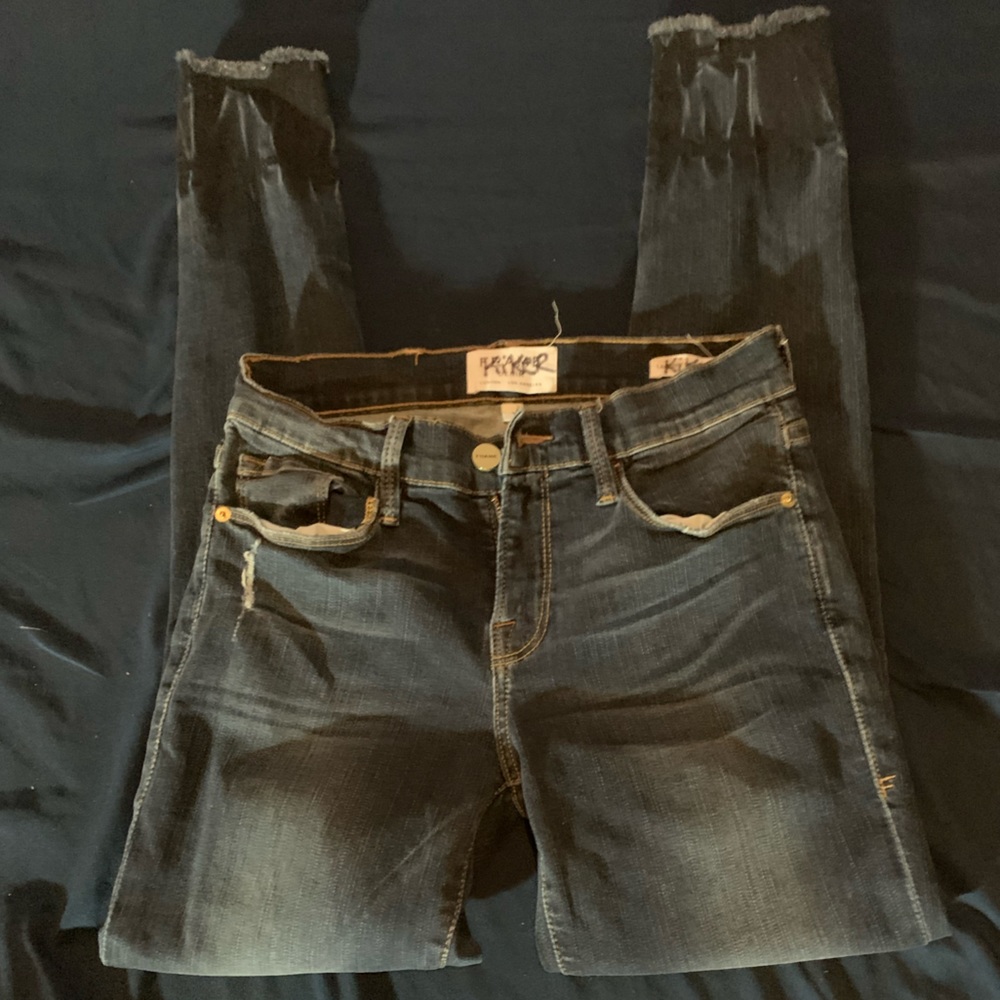 skinny ripped dark blue jeans 25